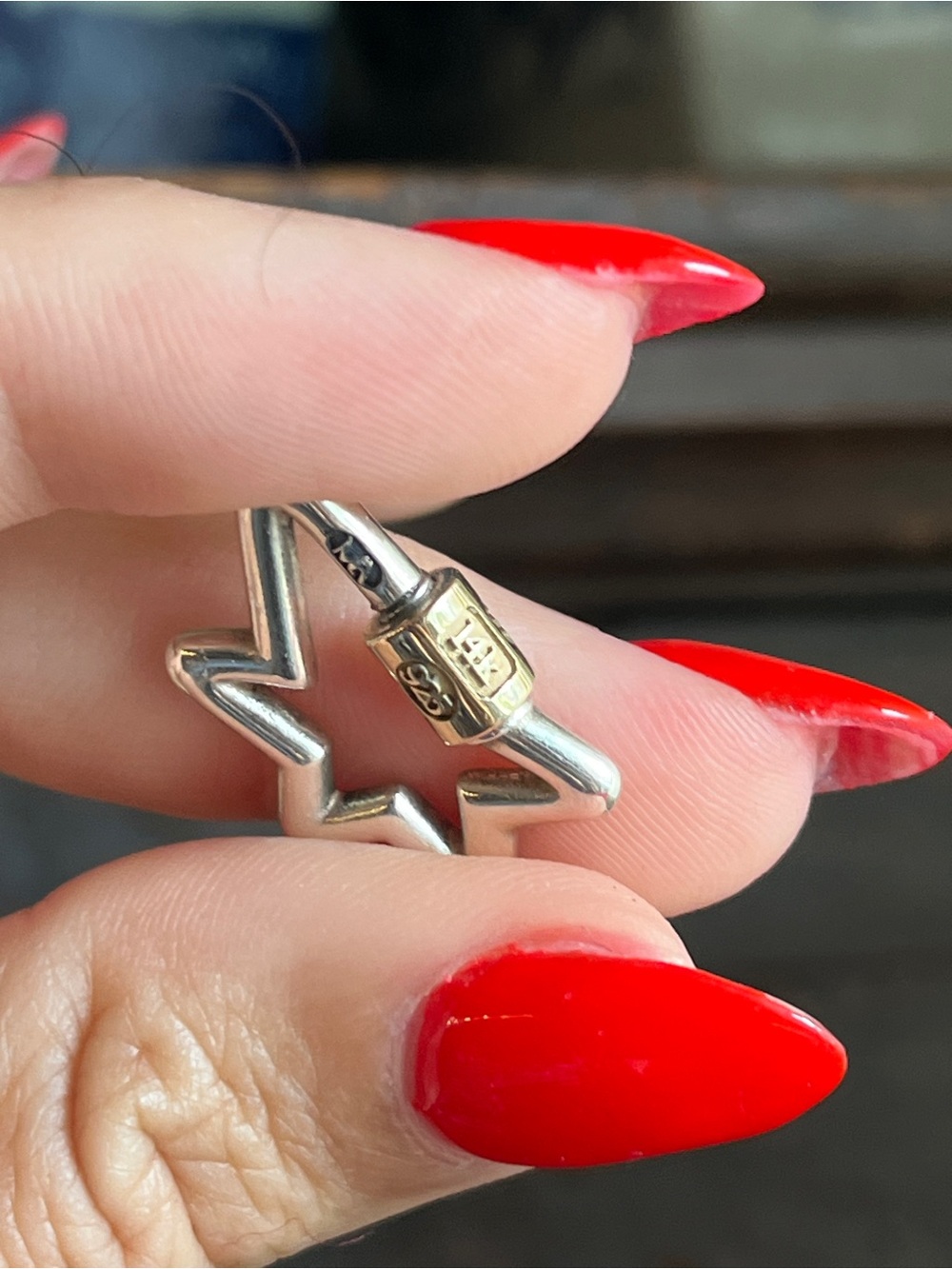 Marla Aaron Chubby Sterling Silver and 14k Star Lock from Set - Picture 5 of 7